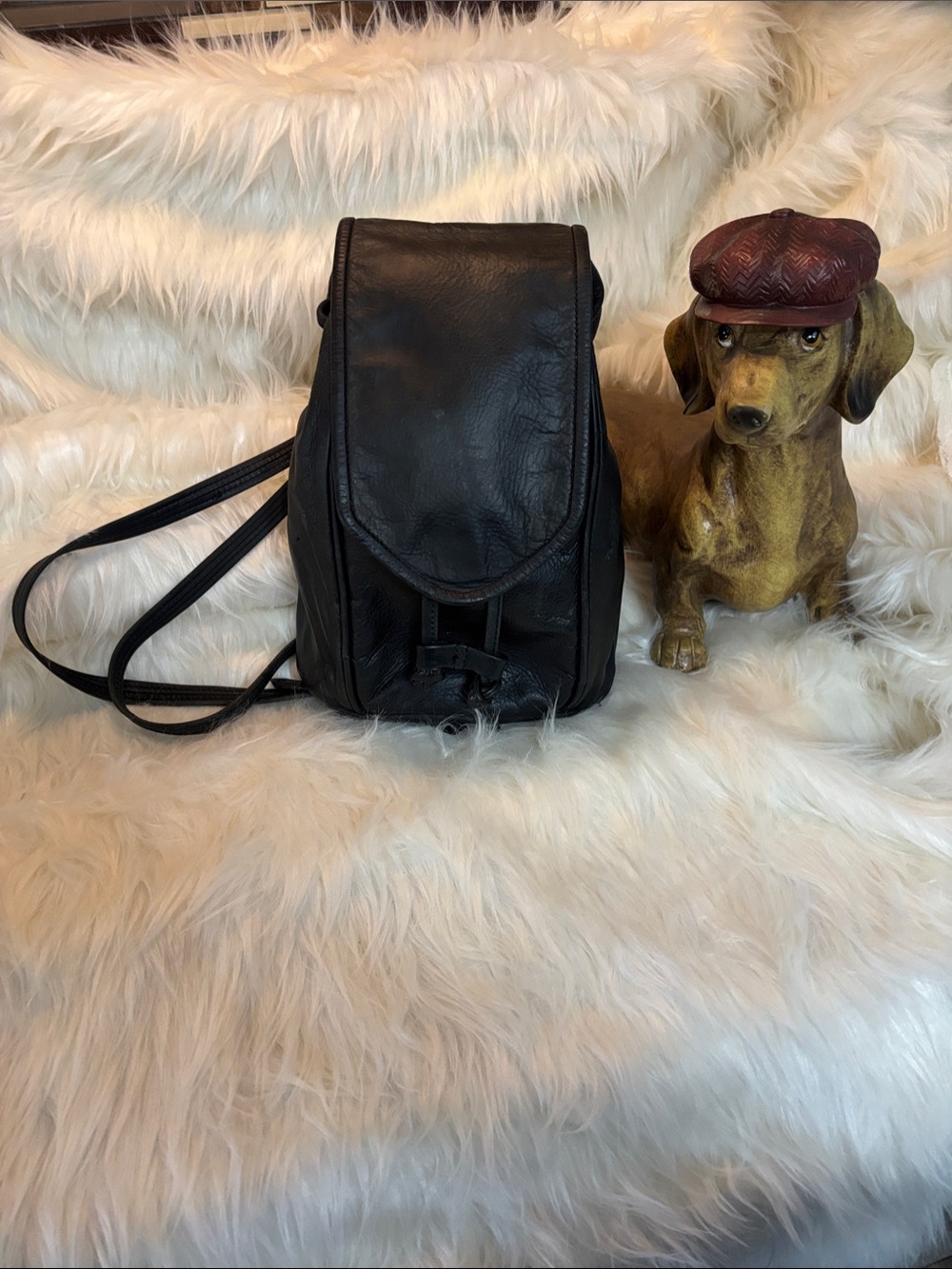 Classic Black Leather Backpack